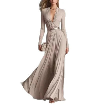Robe Texturée Manches Longues Style Français