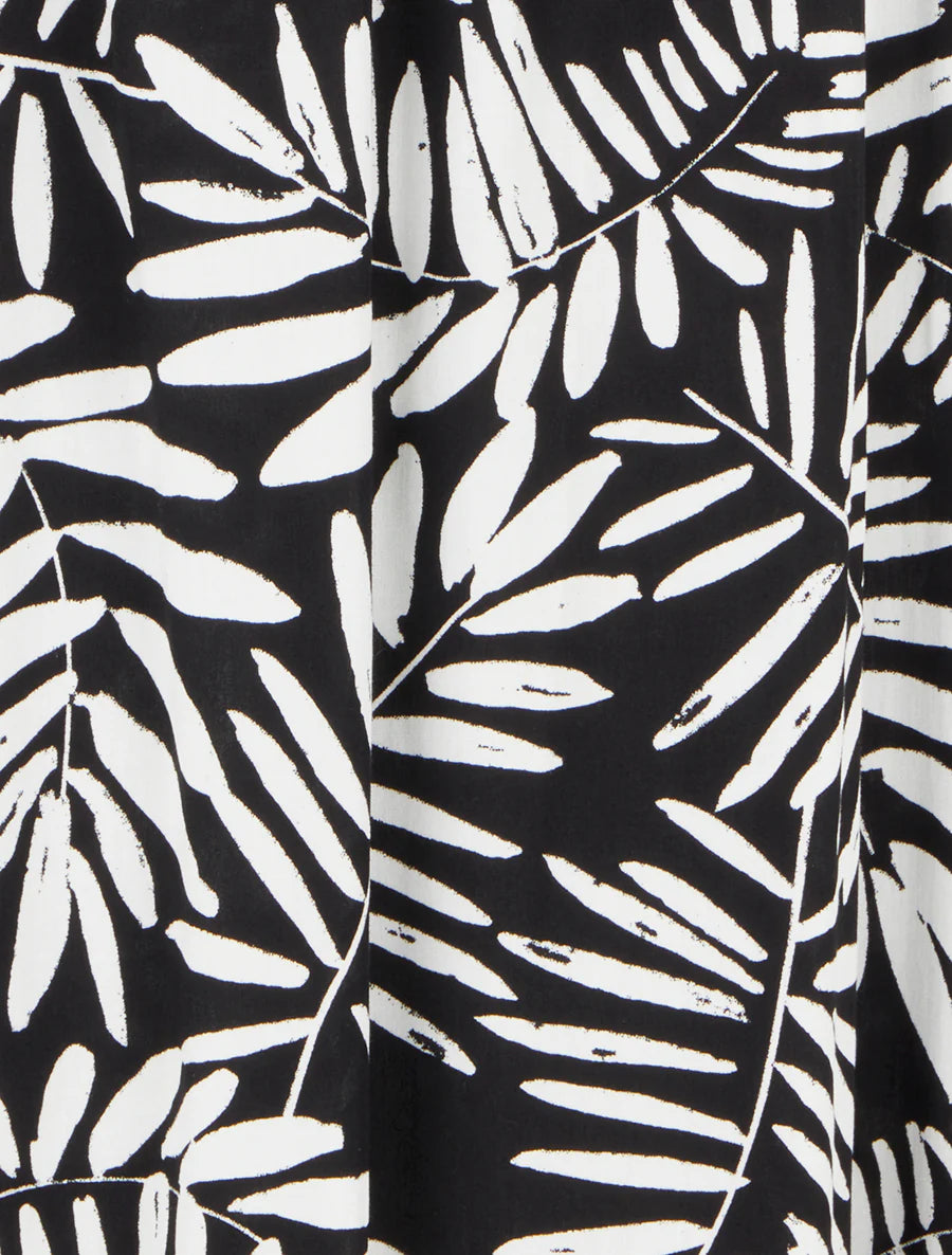 Jupe longue imprimé feuillages - Noir