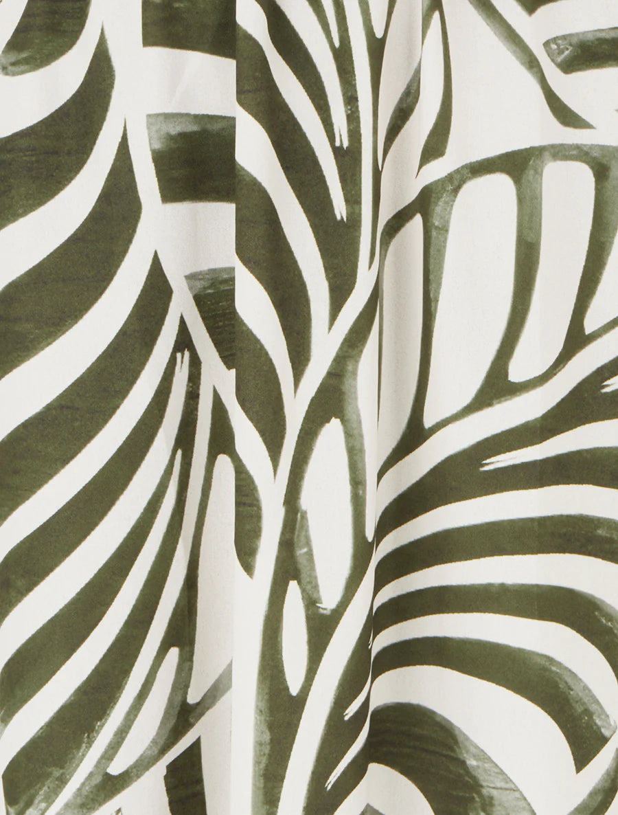 Robe longue sans manches imprimé feuilles - Kaki