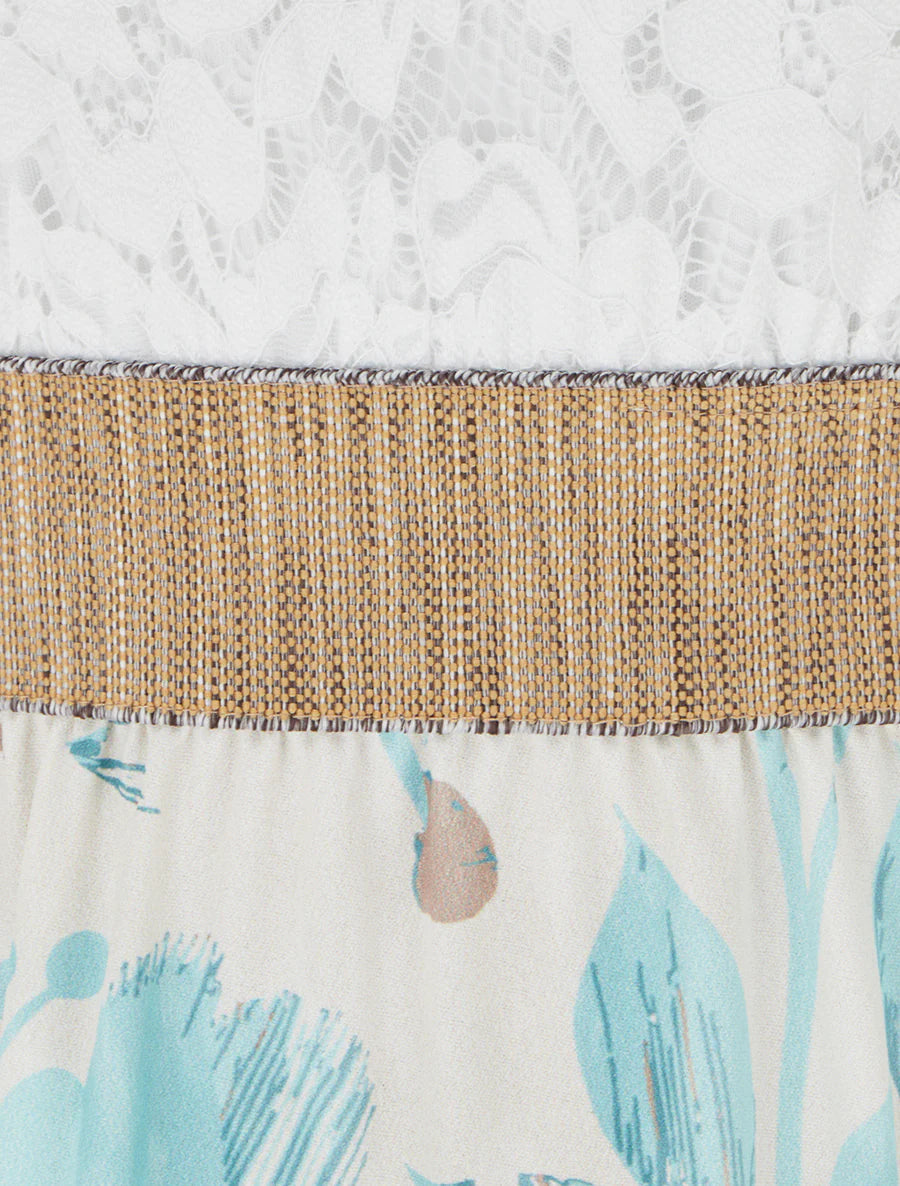 Robe longue imprimé floral - Vert d'eau